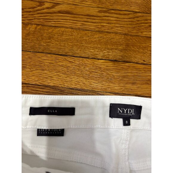 NYDJ Ella Denim Bermuda Jean Shorts Sideseam Slits White Size 8 Lift Tuck NWT - Picture 3 of 7
